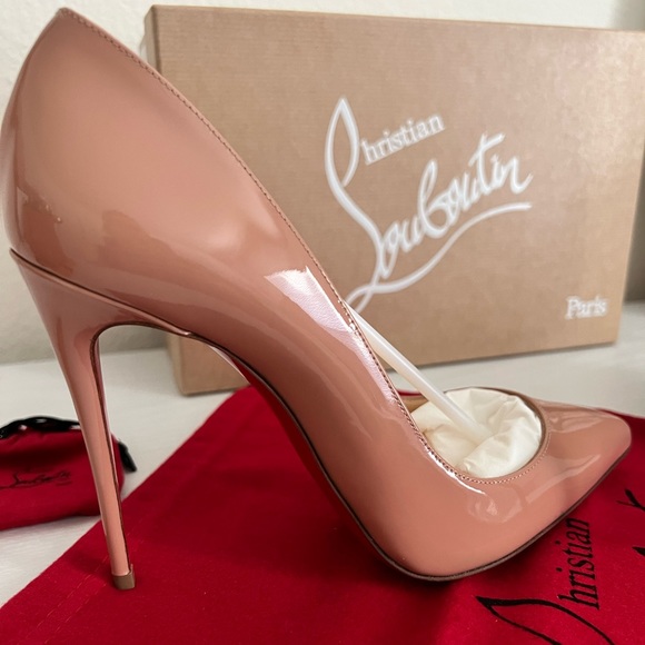 🎉SOLD🎉 CHRISTIAN LOUBOUTIN Pigalle Follies 100 Nude Patent 37.5 Authentic NEW - Picture 10 of 16
